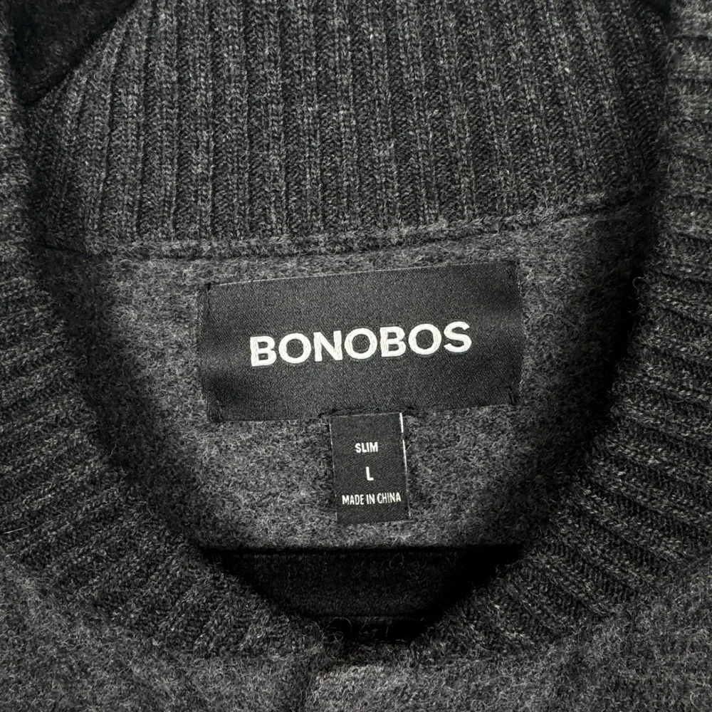 Bonobos Coat Mens L Gray Slim Fit Bomber Jacket‎ Merino Wool Preppy Classic Warm